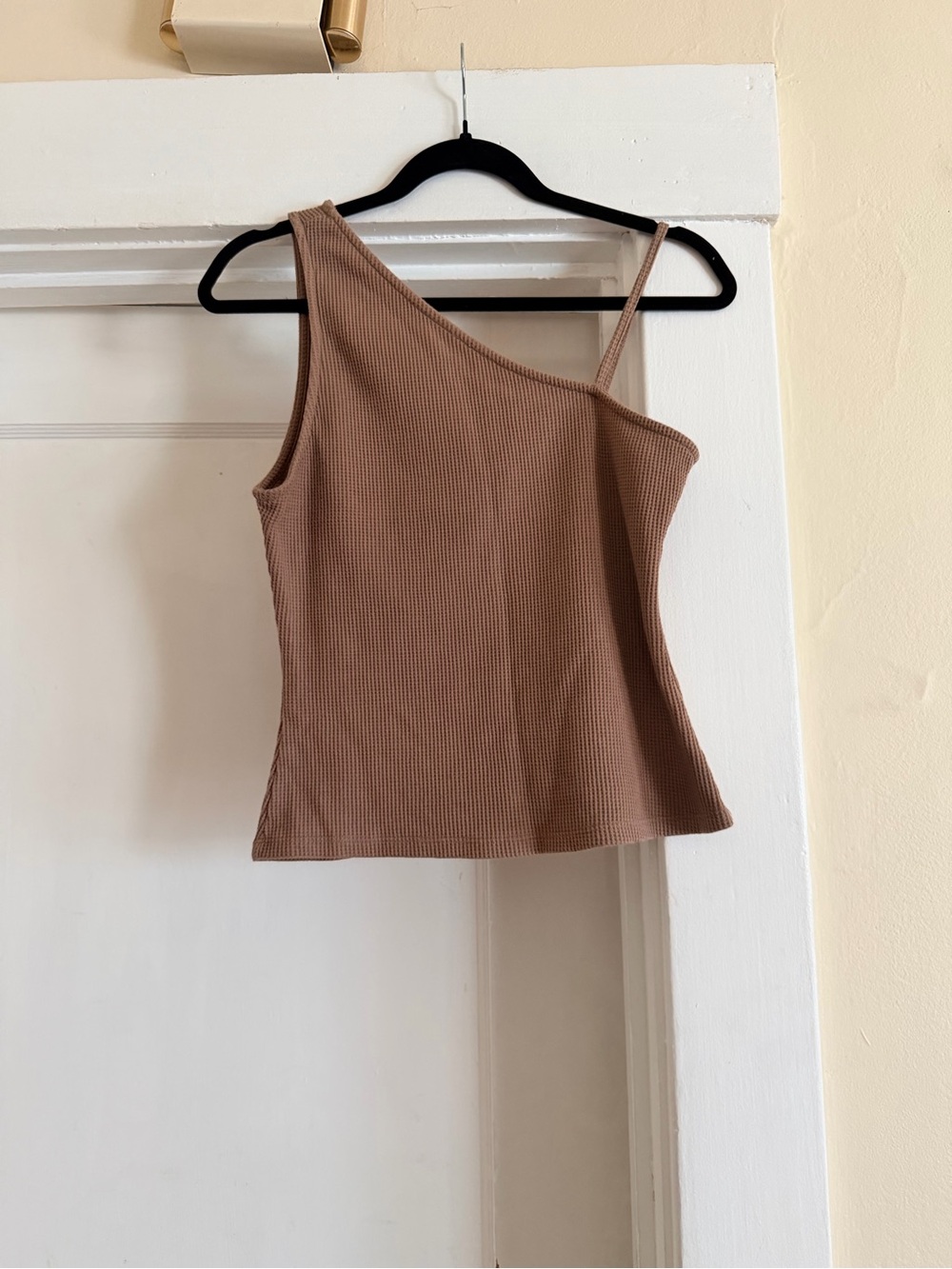 Promesa One-Shoulder Ribbed Tank Top - Taupe